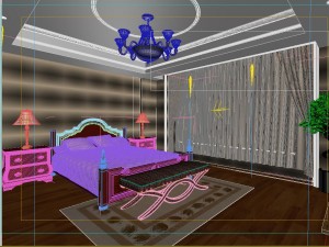 stylish european bedroom 1827 Model 3D