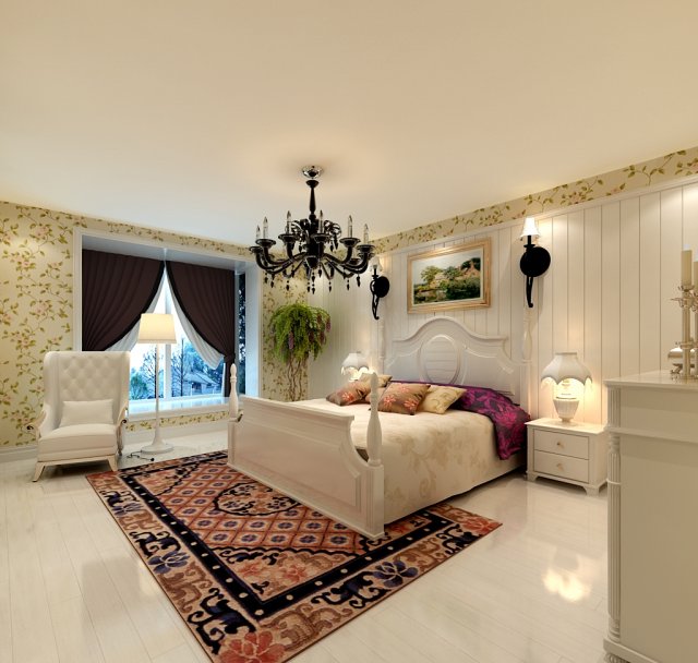 stylish european bedroom 1829 Modello 3D .c4d .max .obj .3ds .fbx .stl .blend 