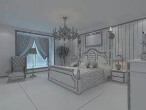 stylish european bedroom 1829 3D Model