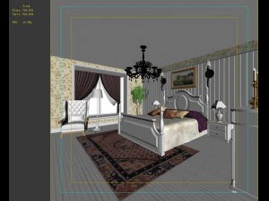 stylish european bedroom 1829 3D Model