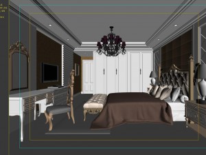 stylish european bedroom 1831 3D Model