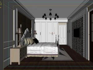 stylish european bedroom 1832 3D Model
