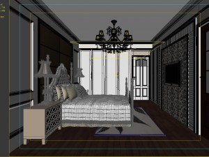 stylish european bedroom 1832 Model 3D