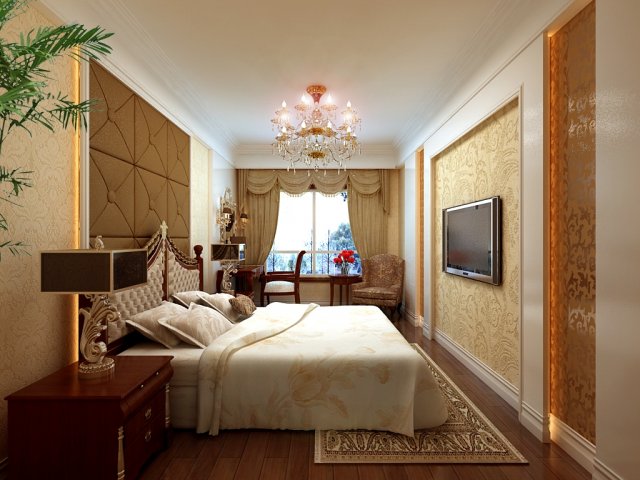 stylish european bedroom 1833 3D Model .c4d .max .obj .3ds .fbx .stl .blend 