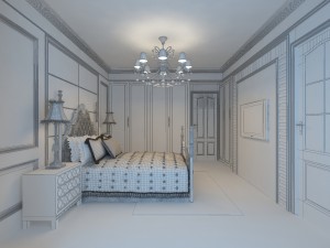 stylish european bedroom 1833 3D Model