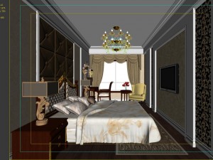stylish european bedroom 1833 3D Model