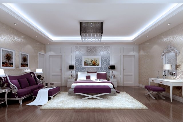 stylish european bedroom 1834 Modello 3D .c4d .max .obj .3ds .fbx .stl .blend 