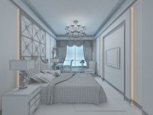 stylish european bedroom 1834 Modello 3D