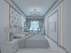 stylish european bedroom 1834 3D Model