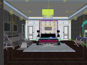 stylish european bedroom 1834 Modello 3D