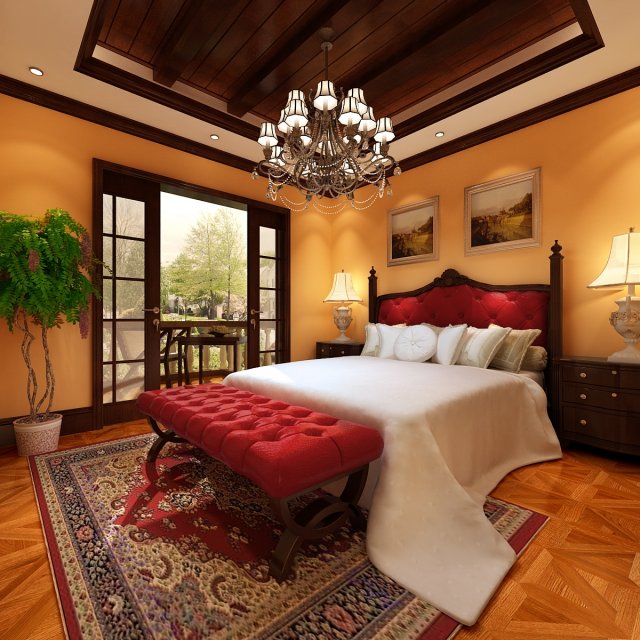 stylish european bedroom 1835 Modello 3D .c4d .max .obj .3ds .fbx .stl .blend 