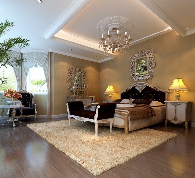 stylish european bedroom 1837 Modèle 3D .c4d .max .obj .3ds .fbx .stl .blend