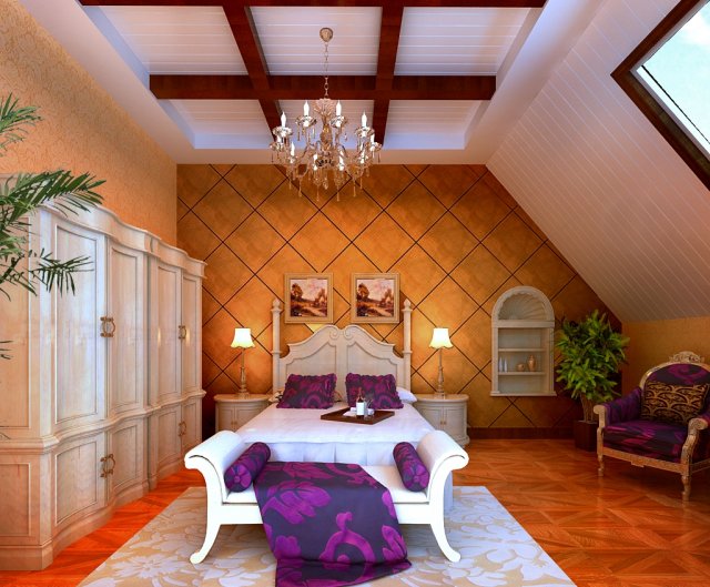 stylish european bedroom 1838 Modelo 3D .c4d .max .obj .3ds .fbx .stl .blend 