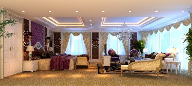 stylish european bedroom 1839 3D मॉडल .c4d .max .obj .3ds .fbx .stl .blend 
