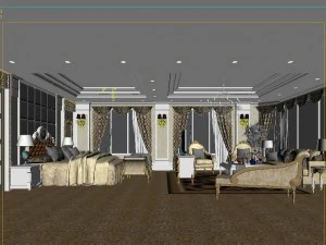 stylish european bedroom 1839 3D Model