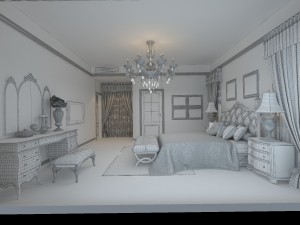 stylish european bedroom 1840 3D Model