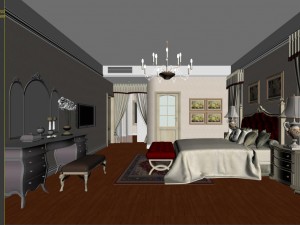 stylish european bedroom 1840 3D Model