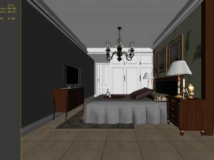 stylish european bedroom 1841 3D Model