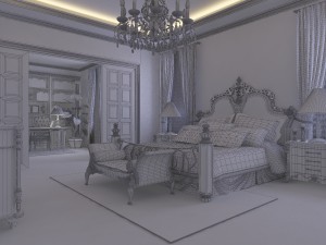 stylish european bedroom 1843 Model 3D