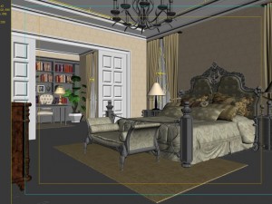 stylish european bedroom 1843 Model 3D