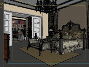 stylish european bedroom 1843 Model 3D