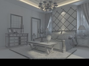 stylish european bedroom 1844 Model 3D