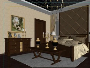 stylish european bedroom 1844 3D Model