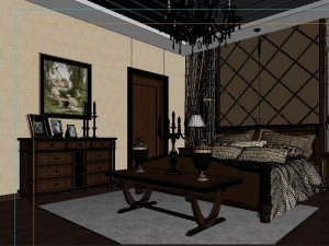 stylish european bedroom 1844 Model 3D