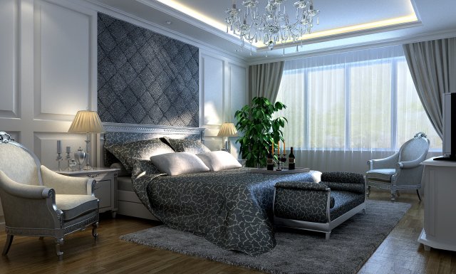 stylish european bedroom 1845 Modello 3D .c4d .max .obj .3ds .fbx .stl .blend 