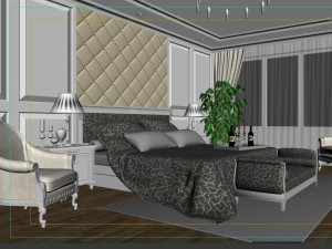stylish european bedroom 1845 Modello 3D