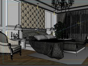 stylish european bedroom 1845 Modello 3D