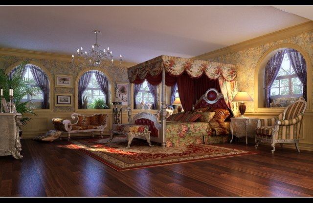 stylish european bedroom 1846 Modelo 3D .c4d .max .obj .3ds .fbx .stl .blend 