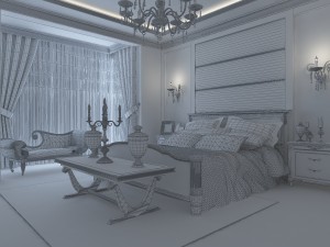 stylish european bedroom 1847 3D Модель