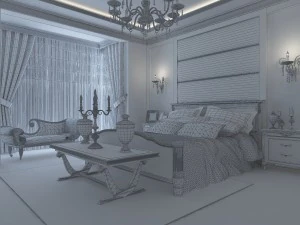 stylish european bedroom 1847 3D Model