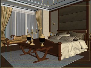 stylish european bedroom 1847 3D Model