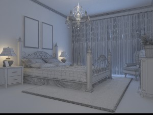 stylish european bedroom 1849 3D Model