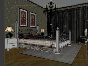 stylish european bedroom 1849 3D Model