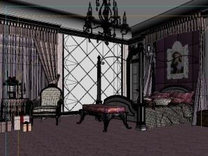 stylish european bedroom 1850 Model 3D