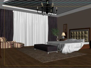 stylish european bedroom 1851 3D Model