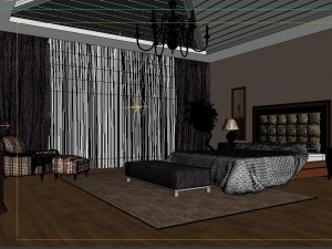 stylish european bedroom 1851 3D Model
