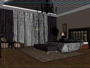 stylish european bedroom 1851 3D Model