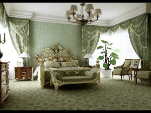 stylish european bedroom 1852 3D 모델