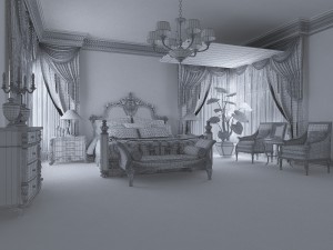 stylish european bedroom 1852 3D Модель