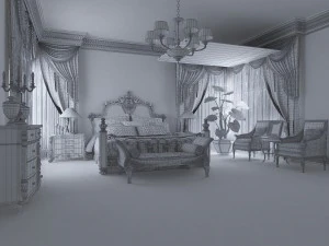 stylish european bedroom 1852 3D Model