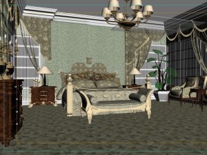 stylish european bedroom 1852 3D Модель