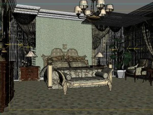 stylish european bedroom 1852 3D Model