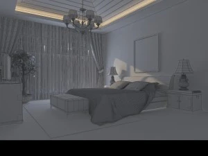 stylish european bedroom 1853 3D Model