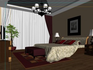 stylish european bedroom 1853 3D Model