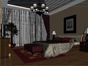 stylish european bedroom 1853 3D Model