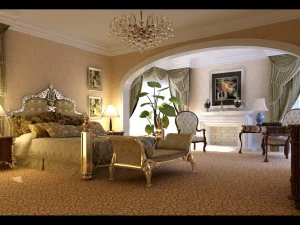 стильна європейська спальня 1854 3D Модель